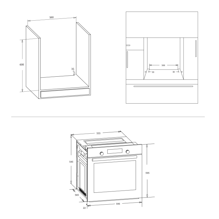 Pachet incorporabil, Cuptor electric, capacitate 62L, putere 2200W, grill, clasa A, 4 functii, Plita incorporabila, aprindere electrica, 4 arzatoare, Negru, SAMUS [5]