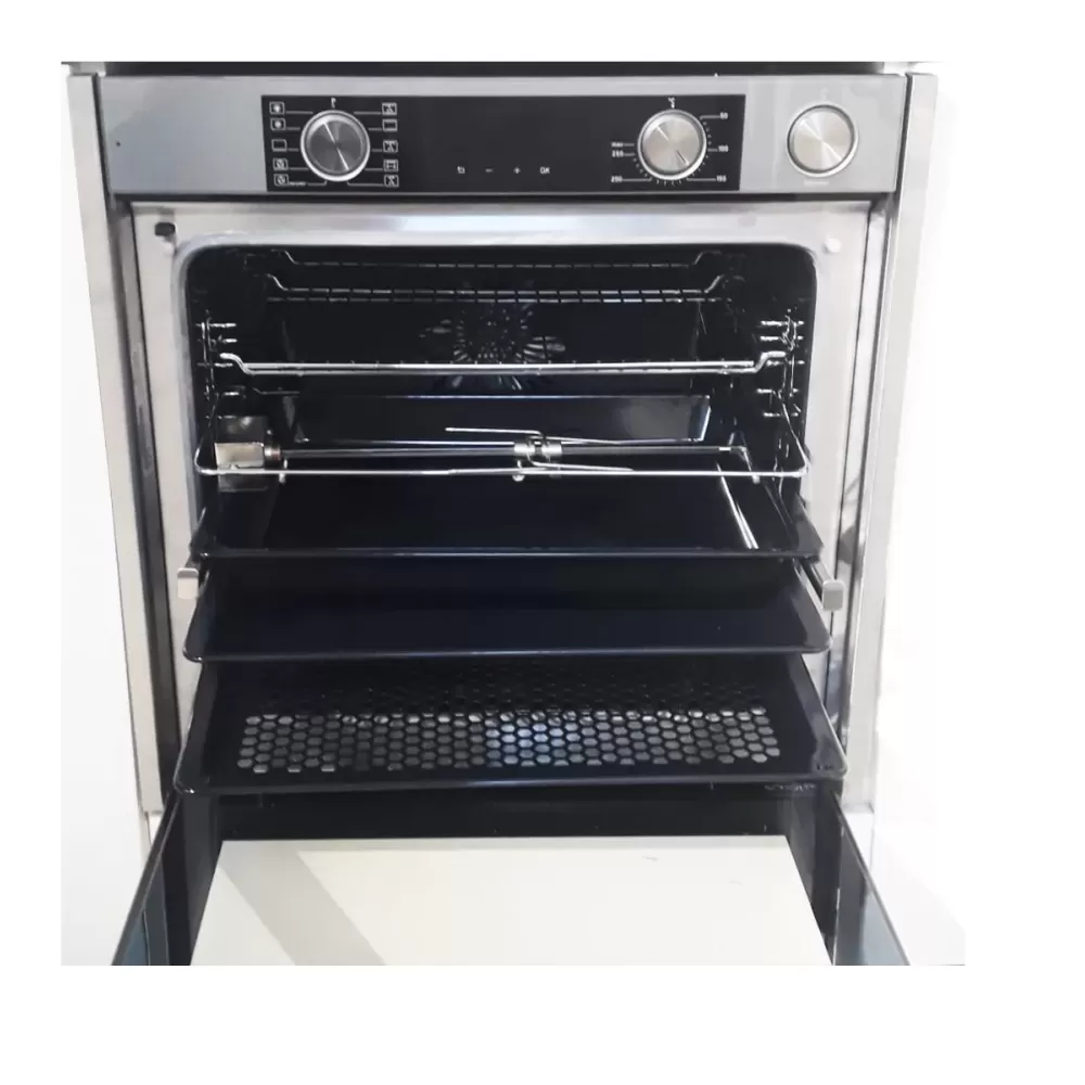 Pachet incorporabil, Cuptor electric gri, 81L, grill, rotisor, 10 functii, Plita sticla gri 70cm, Hota decorativa sticla gri, touch screen, Studio Casa Glamour Aqua Cooking [6]