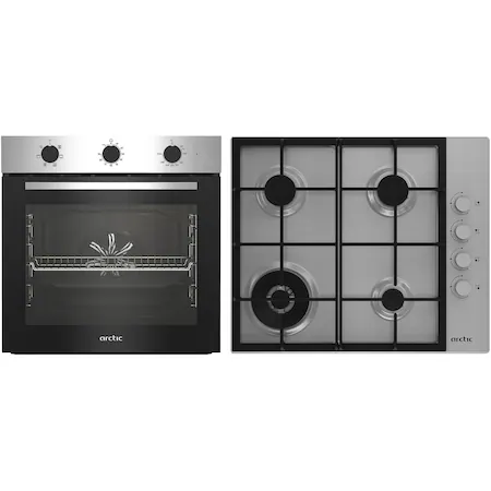 Pachet incorporabil, cuptor electric, inox, capacitate 71 L, clasa A, ventilatie, grill, plita incorporabila, inox, aprindere electrica, ARCTIC [1]