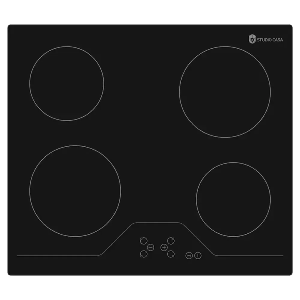 Pachet incorporabil, Cuptor electric multifunctional, 8 functii, 56 L, Plita vitroceramica 4 zone, 60 cm, Hota decorativa, sticla Neagra, 60 cm, Studio Casa Electrik Black [3]