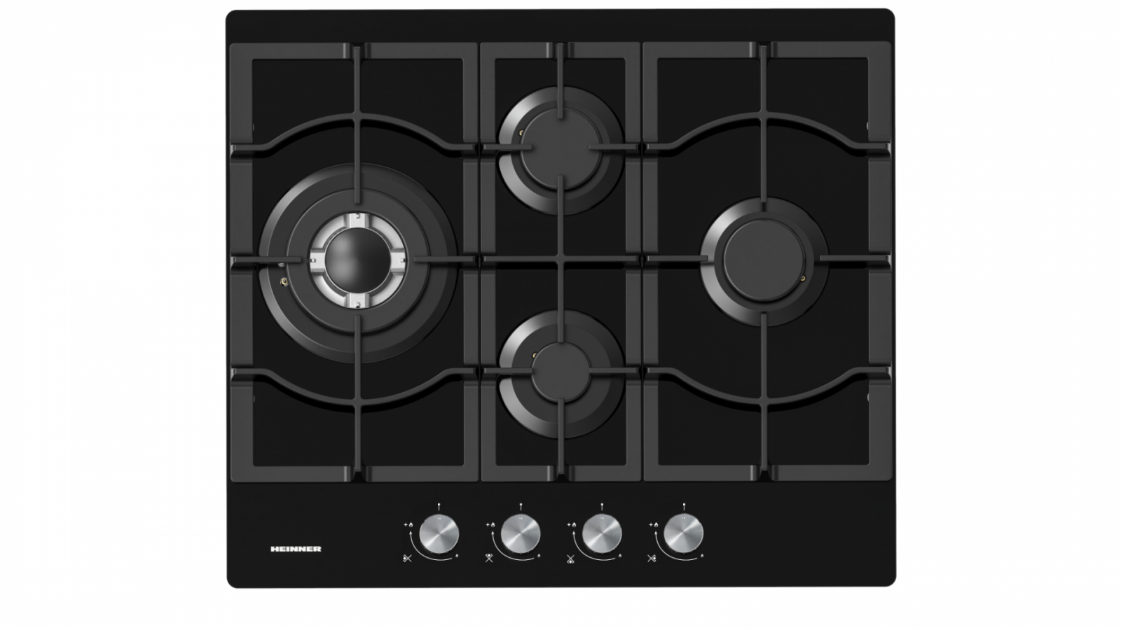 Pachet incorporabil Heinner, cuptor electric 69L, 9 programe, grill + hota decorativa sticla 60 cm + plita sticla 4 ochiuri aprindere electrica, gratare din fonta, Heinner [4]