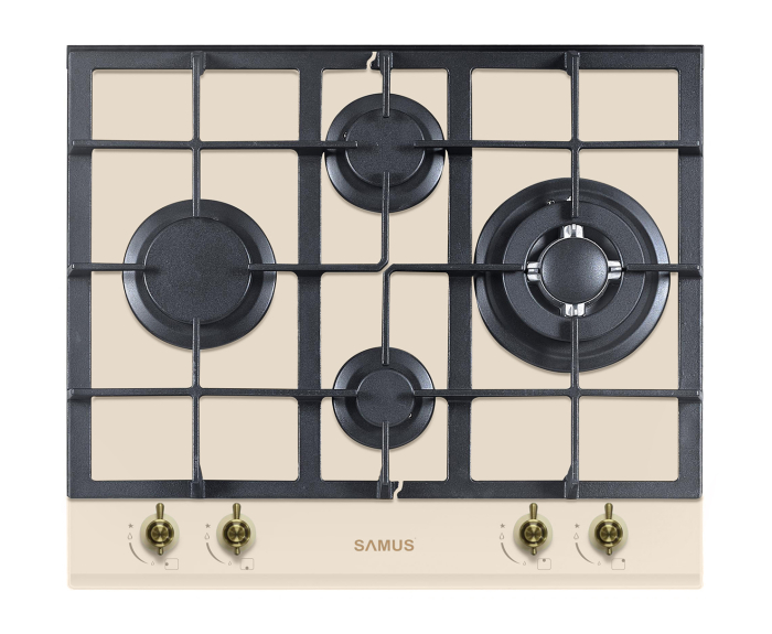 Pachet incorporabil rustic, Cuptor electric, 56 L, 7 functii, putere 2200 W, grill, ventilator, clasa A, Plita incorporabila, sticla, 4 arzatoare, aprindere electrica, gratare fonta, Beige, SAMUS [4]