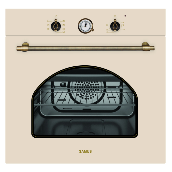 Pachet incorporabil rustic, Cuptor electric, 56 L, 7 functii, putere 2200 W, grill, ventilator, clasa A, Plita incorporabila, sticla, 4 arzatoare, aprindere electrica, gratare fonta, Beige, SAMUS [2]