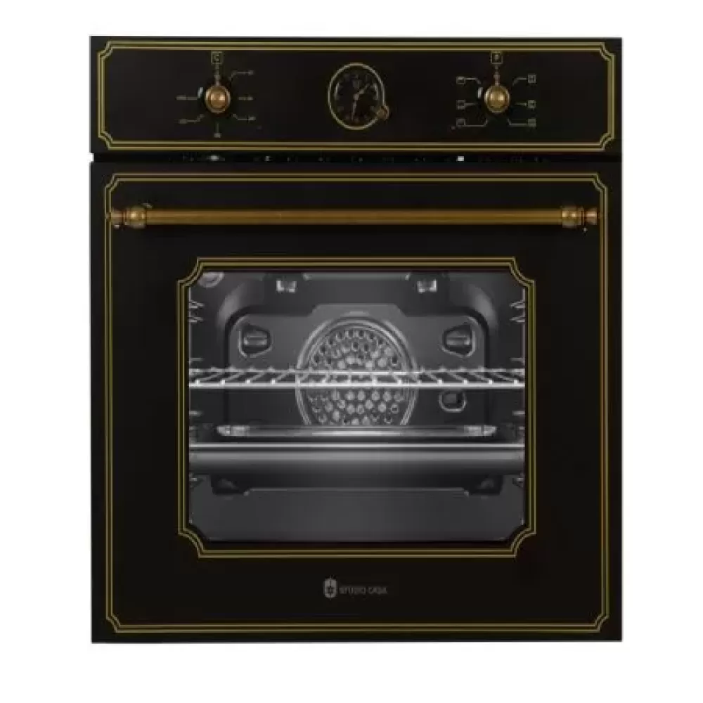 Pachet rustic incorporabil, Cuptor electric 6 functii, 52 L, ventilatie, clasa A, timer, Plita rustica, 60 cm, email, 4 arzatoare, Studio Casa Toscana Black Rustic [2]