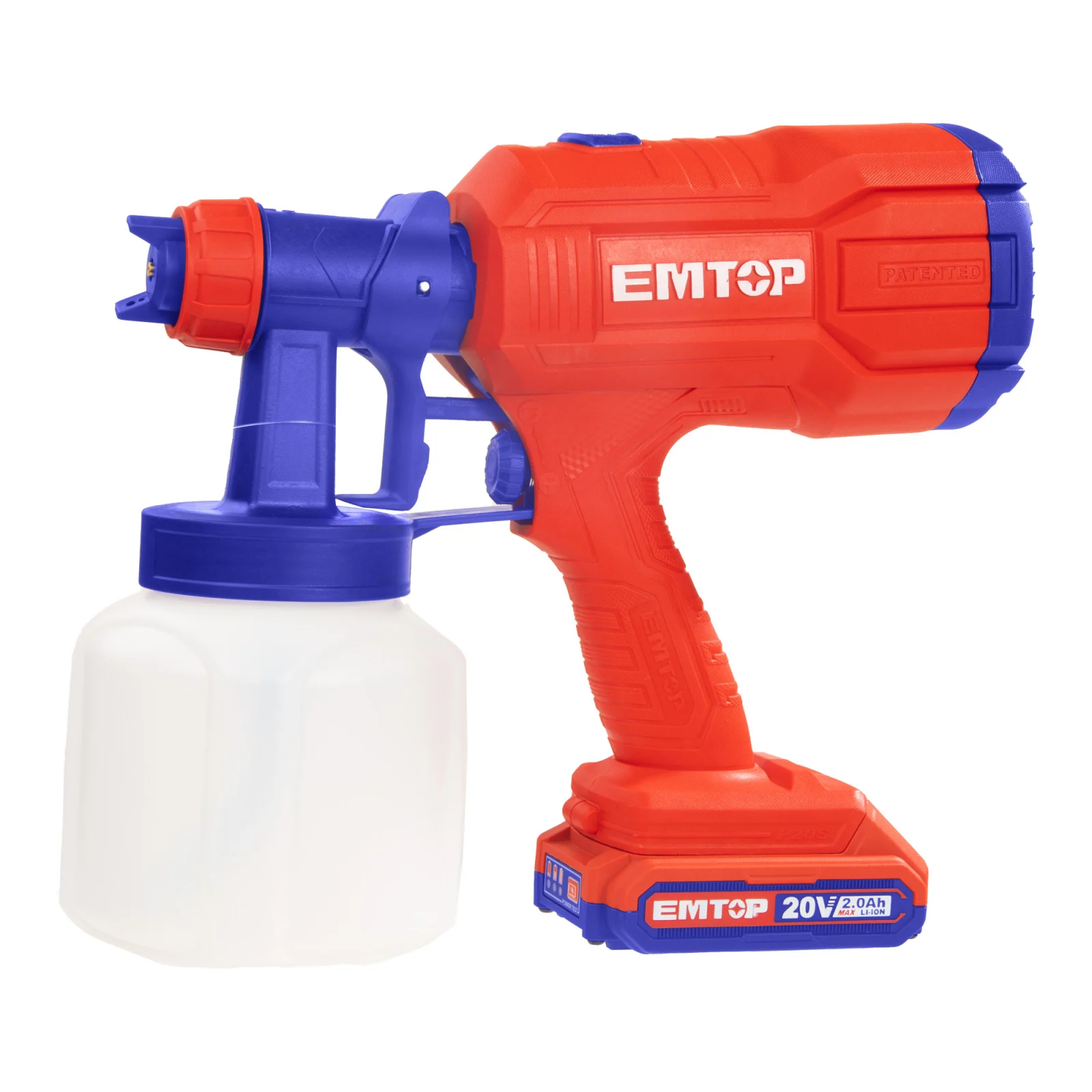 Pistol de vopsit cu acumulator, 20V, 2.0Ah, vas 800ml, accesorii incluse, EMTOP [2]