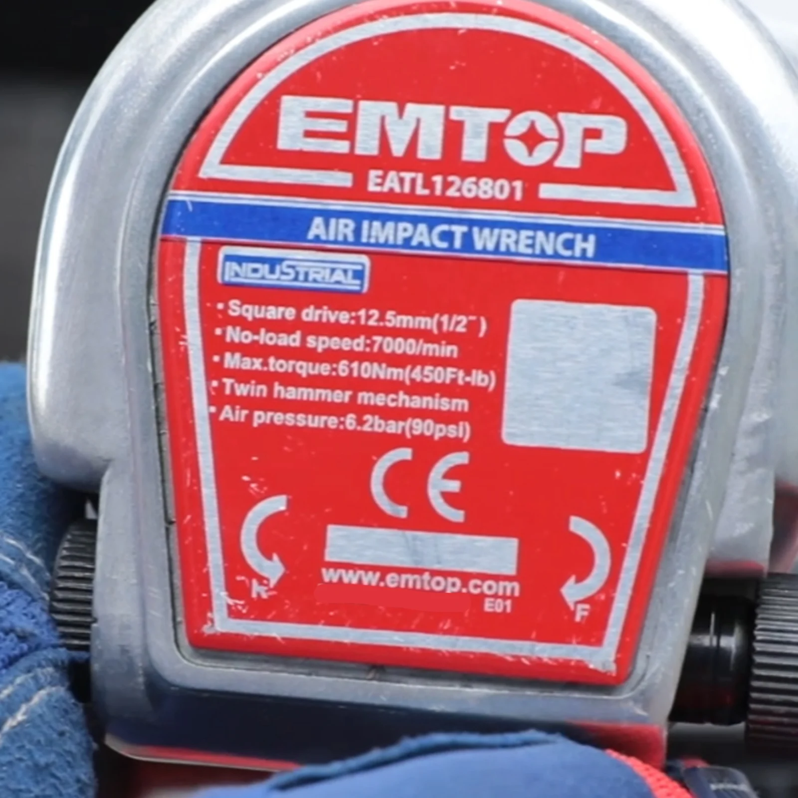 Pistol impact, pneumatic, 610Nm, 3 capete (17mm,19mm,21mm), 6.2 bar, EMTOP [2]