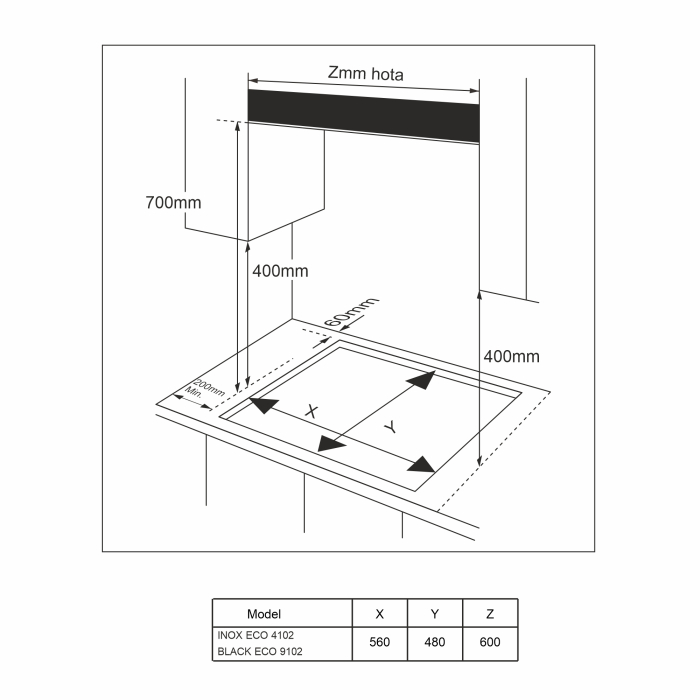 Plita incorporabila, 4 arzatoare, aprindere electrica, kit GPL, valva siguranta, INOX, PYRAMIS [3]