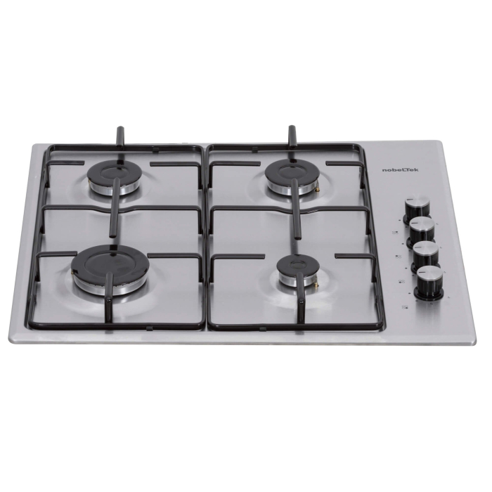 Plita incorporabila, 4 arzatoare gaz, aprindere electrica, gratare email, Inox, NOBELTEK [4]
