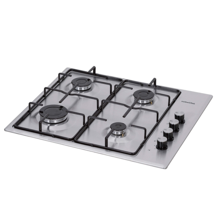Plita incorporabila, 4 arzatoare gaz, aprindere electrica, gratare email, Inox, NOBELTEK [3]