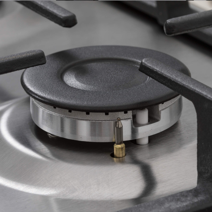 Plita incorporabila, 4 arzatoare gaz, aprindere electrica, gratare fonta, Inox, NOBELTEK [6]