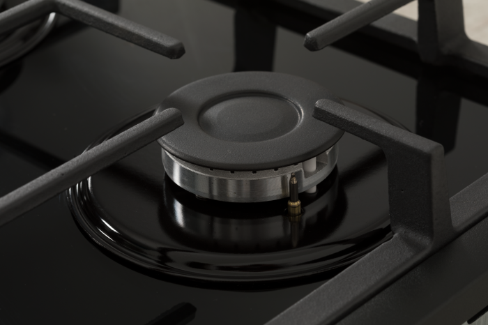 Plita incorporabila, 4 arzatoare gaz, sticla neagra, aprindere electrica, gratare fonta, negru, NOBELTEK [7]