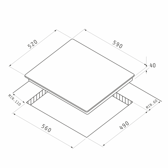 Plita incorporabila, 4 arzatoare, gratare fonta, sticla negru mat, aprindere electrica, kit GPL, PYRAMIS [4]