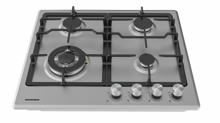 Plita incorporabila din INOX, 4 arzatoare, aprindere electrica, gratare din fonta, Heinner [3]