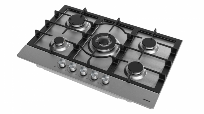 Plita incorporabila din INOX, 5 arzatoare, aprindere electrica, gratare din fonta, Heinner [2]