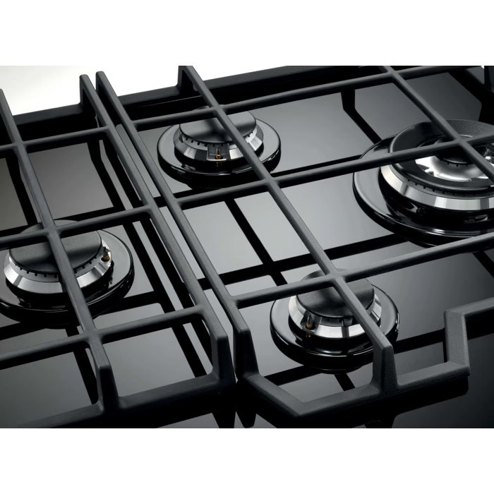 Plită incorporabilă Electrolux KGG6456K, Gaz pe Sticlă, 4 Arzătoare, WOK 4 kW, Speed Burner, Aprindere Electrică, Grătare Fontă, 60 cm, Negru. [3]