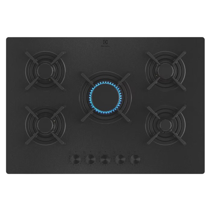 Plită incorporabilă Electrolux KGG753723L, Gaz pe Sticlă, 5 Zone, WOK, StepPower 9 Trepte, Flacără Verticală, Grătare Fontă, 75 cm, Negru Mat. [7]