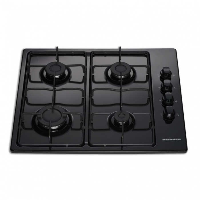 Plita incorporabila, email, neagra, aprindere electrica, gaz natural, 58cm, Heinner HBH-V4IEBK [2]