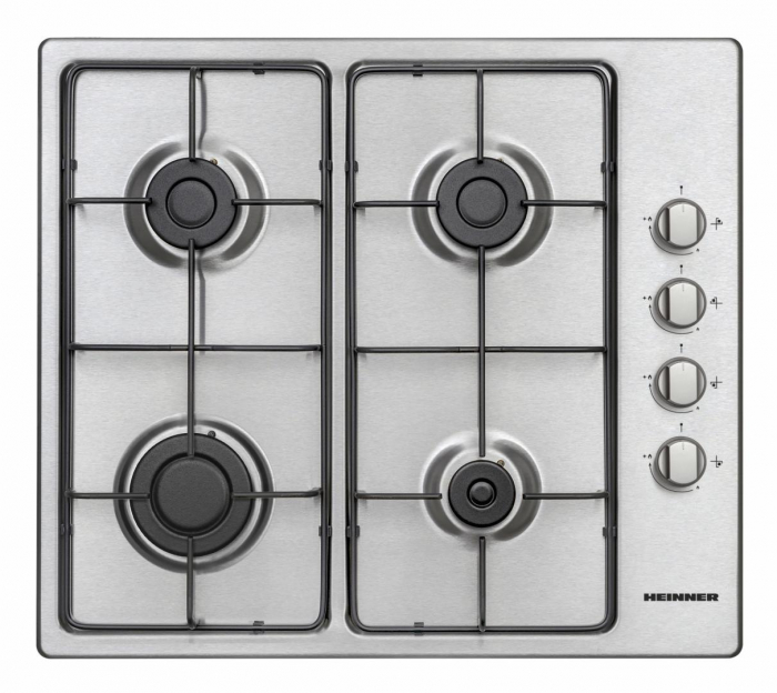 Plita incorporabila, inox, aprindere electrica, gaz natural, 4 arzatoare, Heinner HBH-V4IEIX [1]