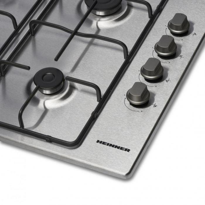 Plita incorporabila, inox, aprindere electrica, gaz natural, 4 arzatoare, Heinner HBH-V4IEIX [3]