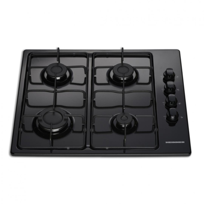 Plita incorporabila pe gaz, 4 arzatoare, email, aprindere electrica, 58 x 51 cm, duze GPL, negru, HEINNER [3]
