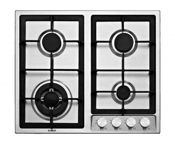 Plita incorporabila pe gaz, 4 arzatoare, gratar fonta, aprindere electrica, INOX, Samus [2]