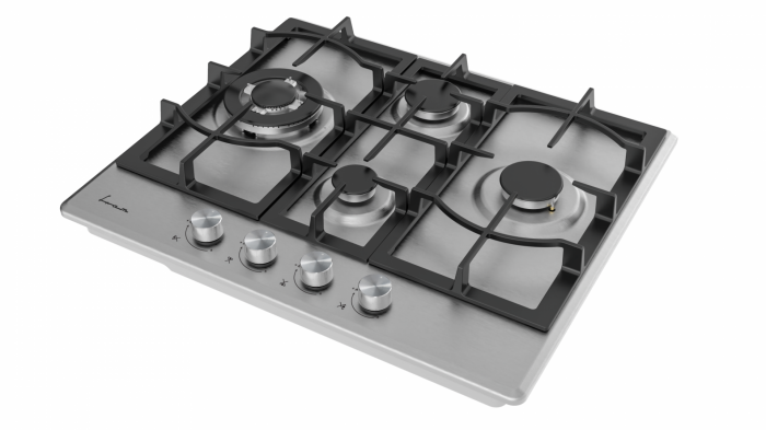 Plita incorporabila pe gaz, 4 arzatoare, gratare din fonta, aprindere electrica, INOX, FRAM [3]
