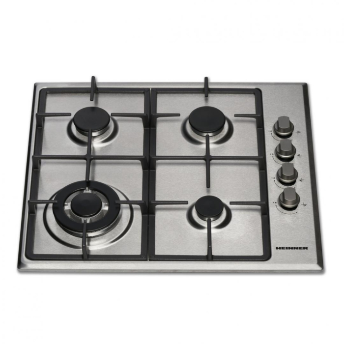 Plita incorporabila pe gaz, 4 arzatoare, Inox, aprindere electrica, 58 x 51 cm, gratare fonta, HEINNER [4]