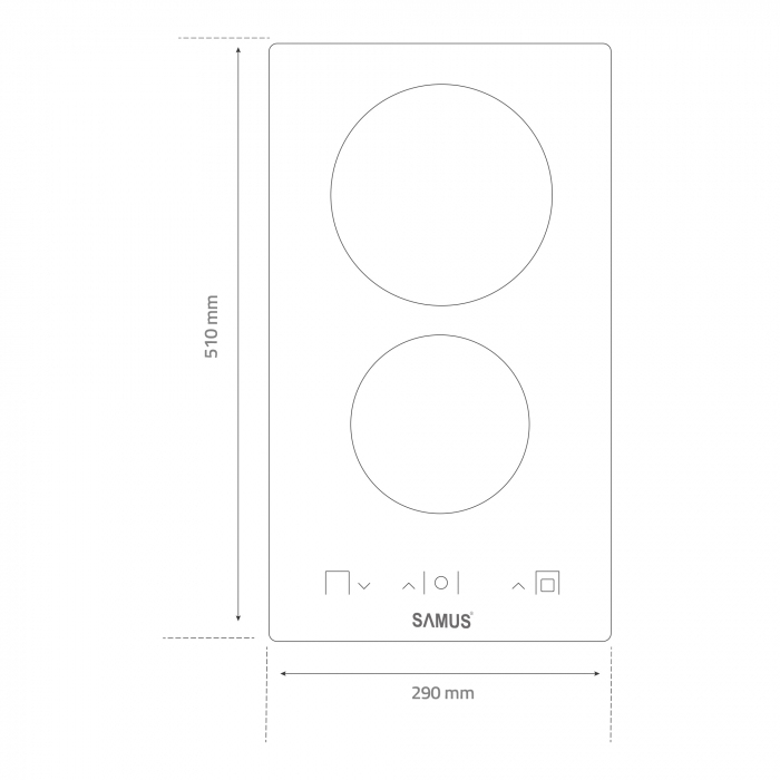 Plita incorporabila vitroceramica, 2 zone de gatit, 3000W, 9 trepte, touch control, Samus [3]
