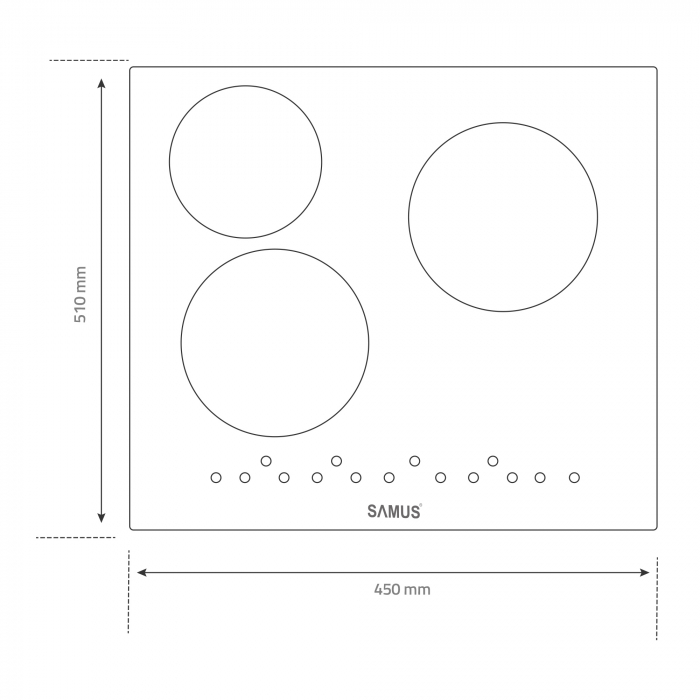 Plita incorporabila vitroceramica, 3 zone de gatit, 45cm, touch control, 9 trepte, Samus [2]