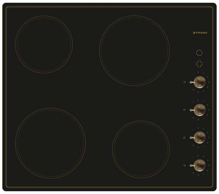 Plita incorporabila vitroceramica, 4 zone de gatit, 9 trepte, putere 6000 W, Retro Beige, Grecia, PYRAMIS [2]