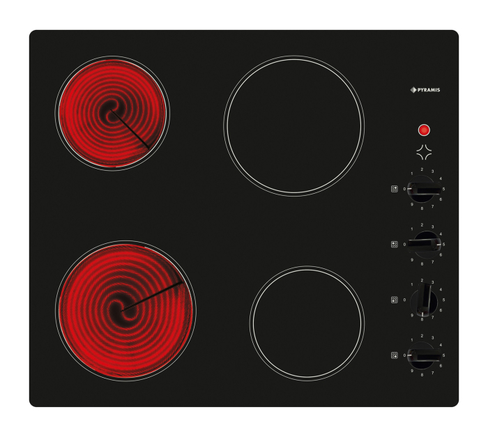 Plita incorporabila vitroceramica, 4 zone de gatit, 9 trepte, putere 6000 W, sticla Neagra, Grecia, PYRAMIS [2]
