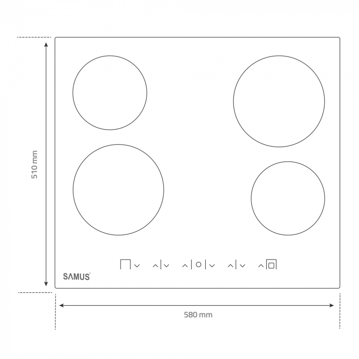Plita incorporabila vitroceramica, 4 zone de gatit, 9 trepte, touch control, 60cm, Samus [3]