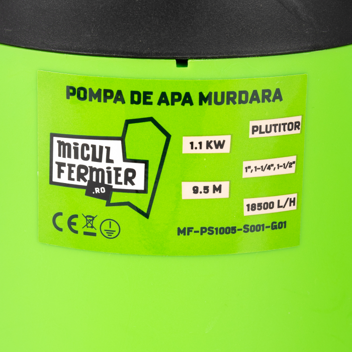 Pompa apa murdara, plutitor, 1.1 Kw, 18500l/h, absorbtie 7m, refulare 9.5m, Micul Fermier [7]