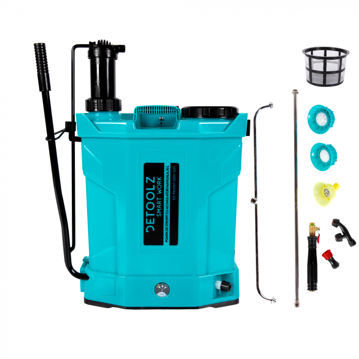 Pompa de stropit 2 in 1, acumulator + manuala, 16 L, 12 V, 8 Ah, 5.5 Bar, autonomie 3 h, Detoolz [4]