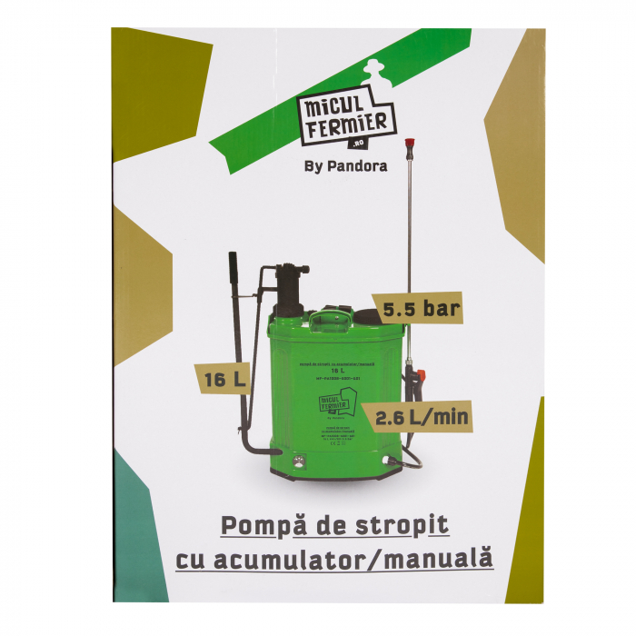 Pompa de stropit 2 in 1, acumulator + manuala, 16 L, 5.5 bar, 8 Ah, autonomie 3-4 h, Micul Fermier [7]