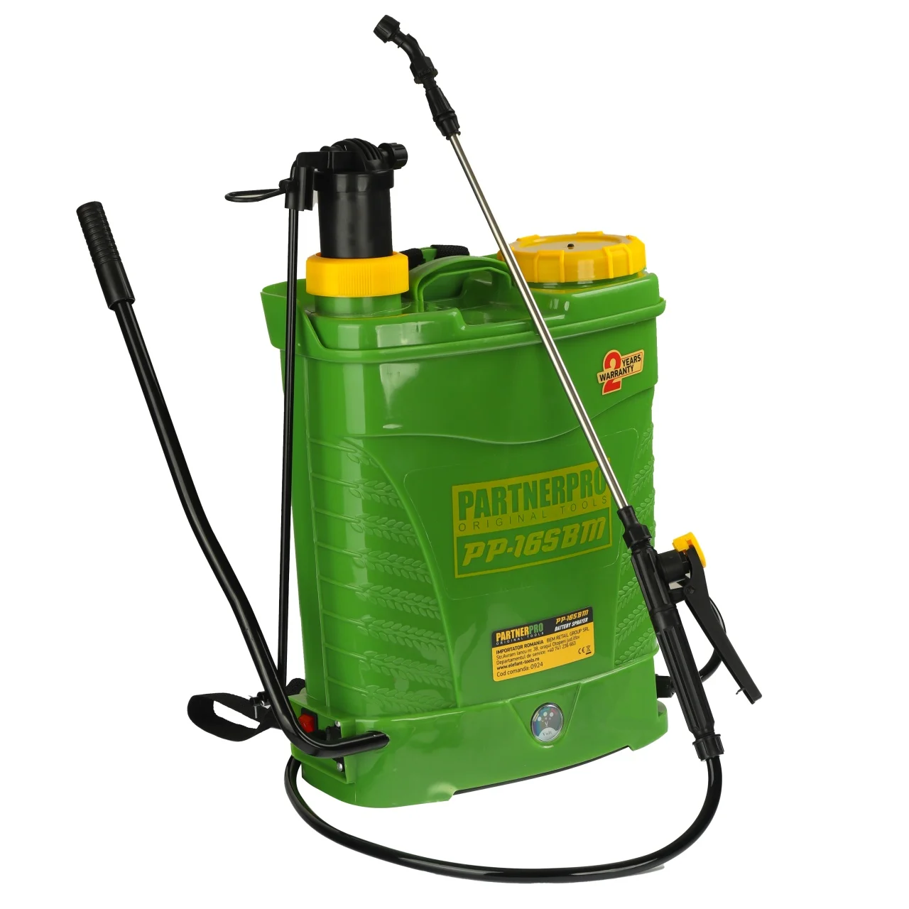 Pompa de stropit 2 in 1, acumulator + manuala, capacitate 16 L, 12 V, 8 Ah, 620 m², lance Inox 82 cm, PARTNER PRO [2]