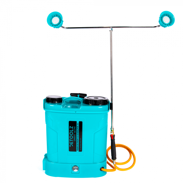 Pompa de stropit cu acumulator, 12 L, 8 Ah, 5.5 Bar, tija dubla, 12 V, Detoolz [1]