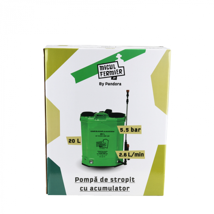 Pompa de stropit cu acumulator, 20 L, 12V, 5.5 Ah, 8 Bar, Micul Fermier [10]