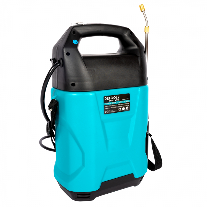 Pompa de stropit cu acumulator, 5 L, 12V, 2 Ah, 2.2 Bar, autonomie max 5h, Detoolz [6]