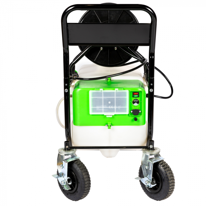 Pompa de stropit, pulverizator pe roti, bazin 90L, acumulator 12V, 7 bar, furtun 50m, regulator presiune, Micul Fermier [5]