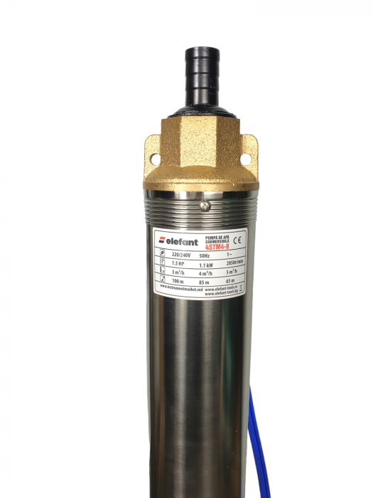 Pompa submersibila, adancime, 100m, 1"tol, 1100W, 5mc/h, 8 turbine, Elefant 4STM4-8 [2]