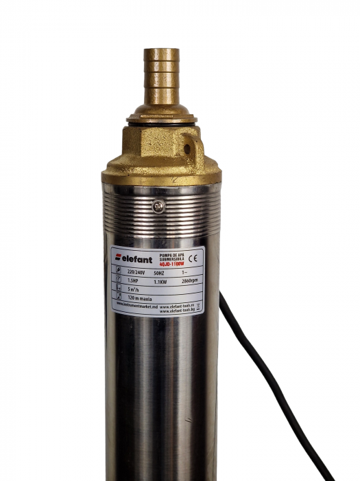 Pompa submersibila, adancime, 1100W, 5 m³/h, 1"tol, 120m/max, 8 turbine, Elefant 4QJD2/8 [2]