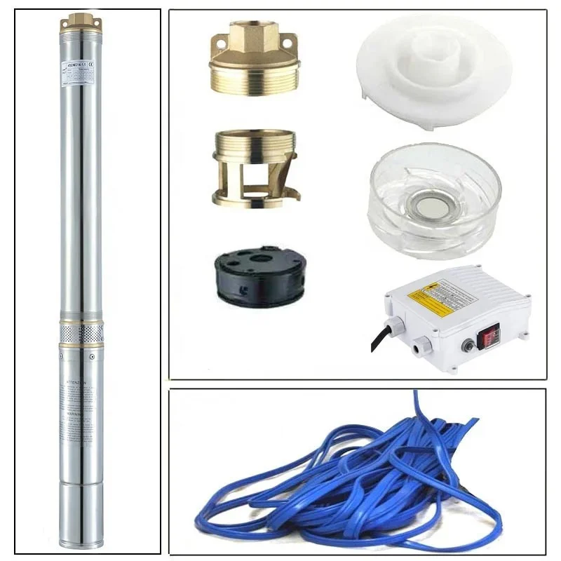 Pompa submersibila, adancime,12 turbine, 8 mc/h, 1500W, panou comanda, diametru 100mm, cablu  4F-15m, Inox, DDT Profesional [5]