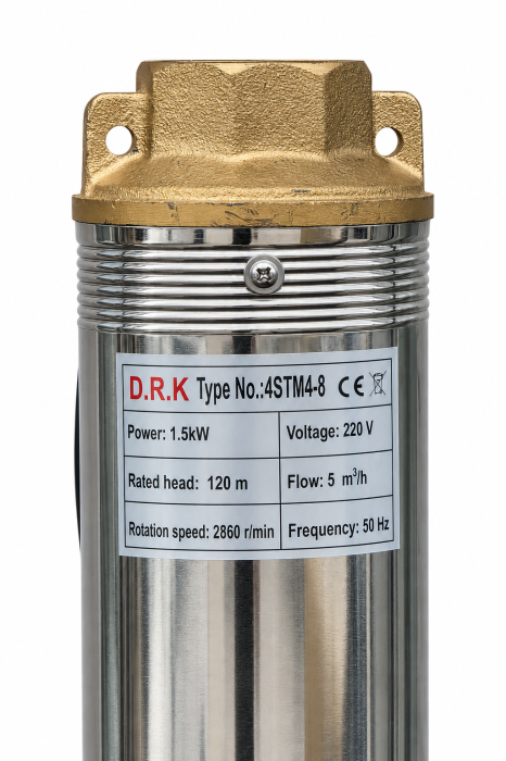 Pompa submersibila, apa curata, 1500W, cablu 25m, 8 turbine, absorbtie 40m, 5 mc/h, 1" tol, dimensiune 100 mm, Inox, DRK [3]