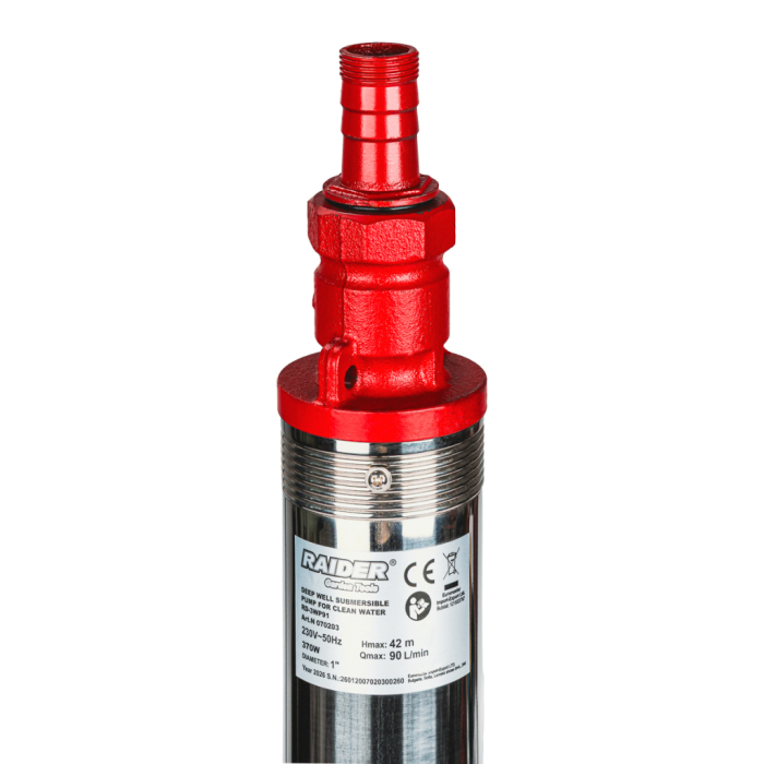 Pompa submersibila, apa curata, 370 W, 6 turbine, aspiratie 15m, 72mm, 5.4 mc/h, Inox, 1"tol, RAIDER [2]