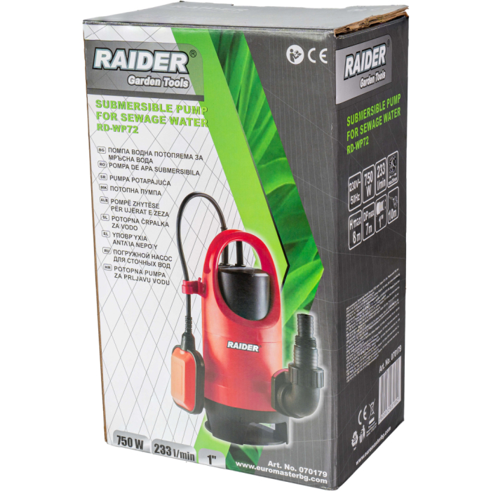 Pompa submersibila, apa murdara, 750 W, adancime 5m, 230 V, 14 mc/h, 1"tol, RAIDER [3]