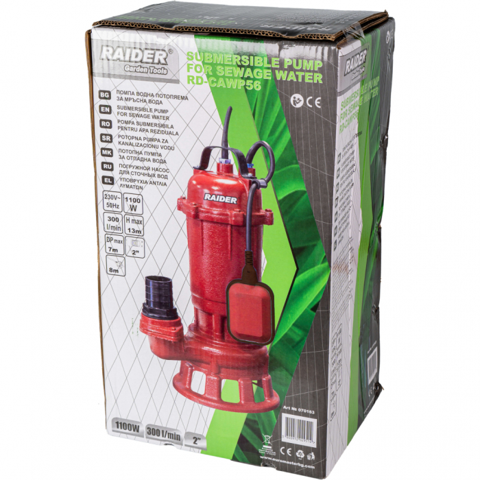 Pompa submersibila cu tocator, apa murdara, 1100W, 18000l/h, aspiratie 7m, 230V, fonta, 2"toli, Raider RD-CAWP56 [4]