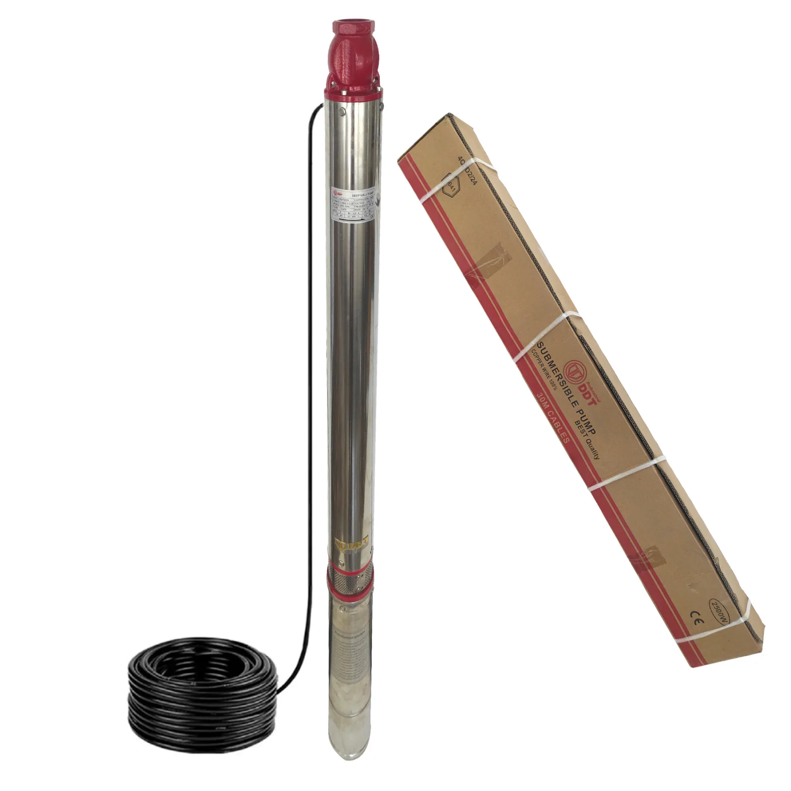 Pompa submersibila de adancime, apa curata, 24 turbine, cupru, cablu 30m, 2000W, 12 m³/h, 1" tol, DDT 4QJD2-24 [2]