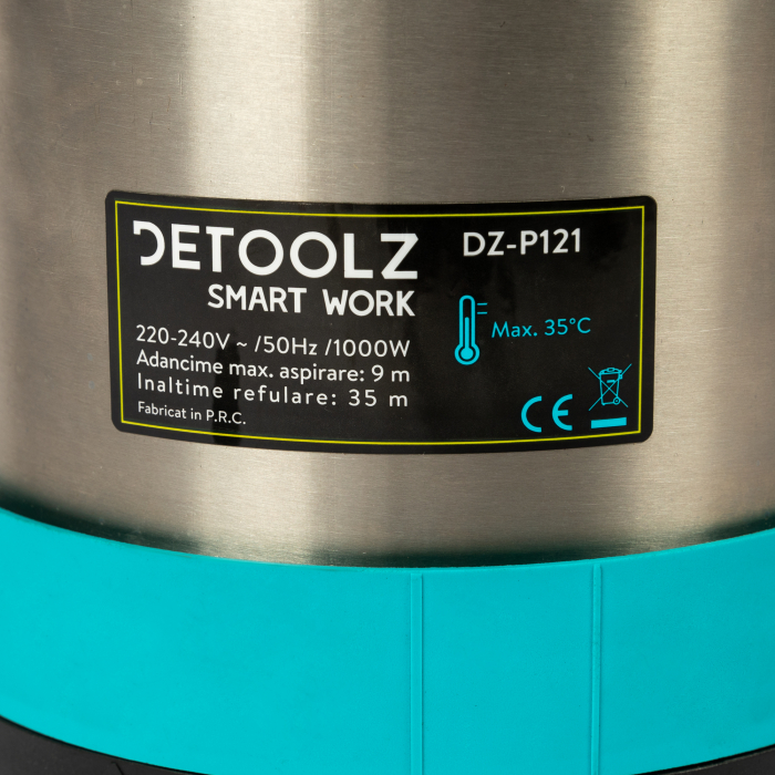 Pompa submersibila, inox, cu senzor, 1000W, 6300L/H, adancime 9m, refulare 35m, 1" Tol, Detoolz DZ-P121 [11]