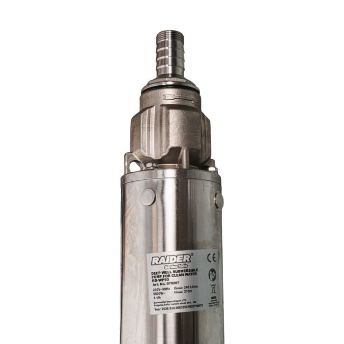 Pompa submersibila, trifazica, 480 V, 50 turbine, 5.5 KW, 1.1/2" inch, adancime 15m, 14.4 mc/h, refulare 210m, Inox, RAIDER [2]